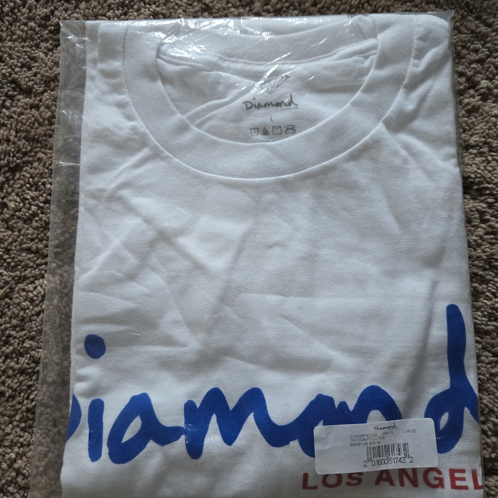 Diamond Supply Co. White T-Shirt with OG Script Los Angeles Logo